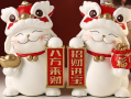 贝汉美醒狮招财猫摆件，环保树脂材质的开业乔迁装饰摆件，寓意吉祥！