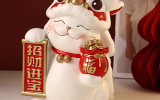 贝汉美醒狮招财猫摆件，环保树脂材质的开业乔迁装饰摆件，寓意吉祥！